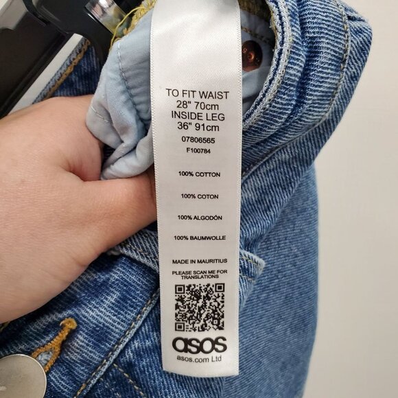 ASOS Tall Women's Remo Recycled Denim Light High Waist Straight Leg Jeans 28x36 - Picture 5 of 7